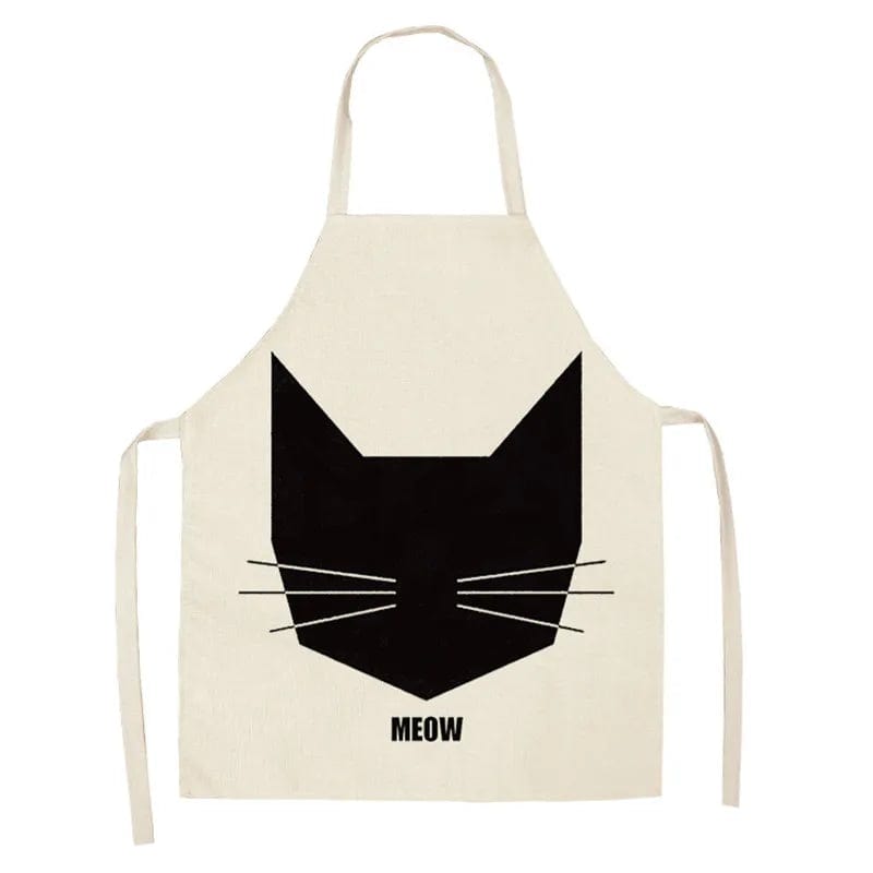 Tablier de cuisine sans manches avec impression de chat, lin coton tablier