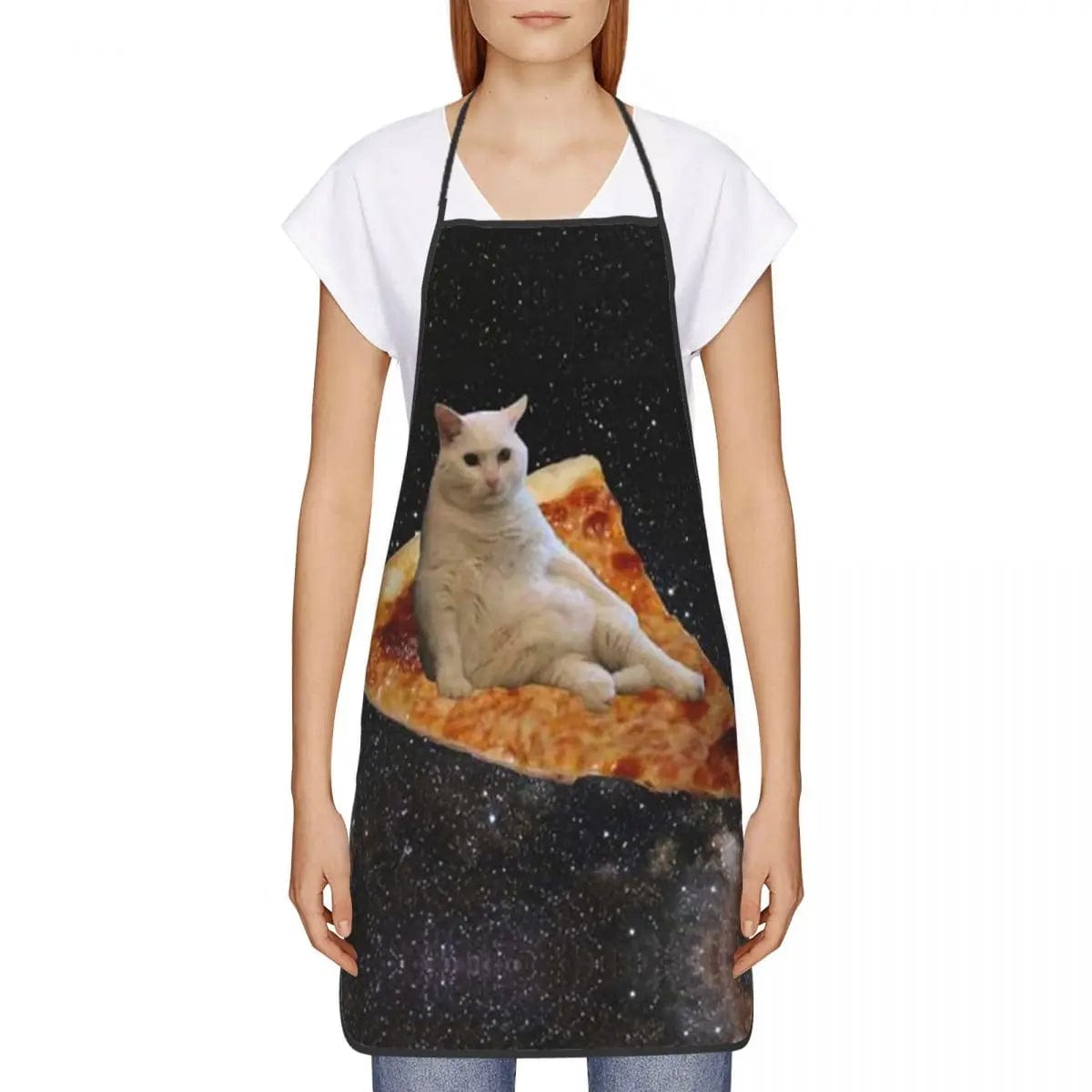 Tablier de cuisine Unisex Space Pizza Cat Meme pour Chefs - Drôle et original! tablier