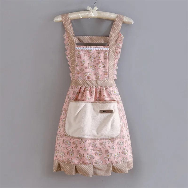 Tablier de cuisine vintage rétro années 50 traditionnel rose tablier