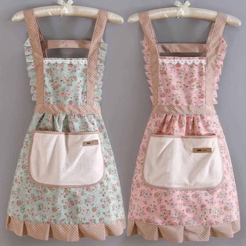 Tablier de cuisine vintage rétro années 50 traditionnel rose tablier