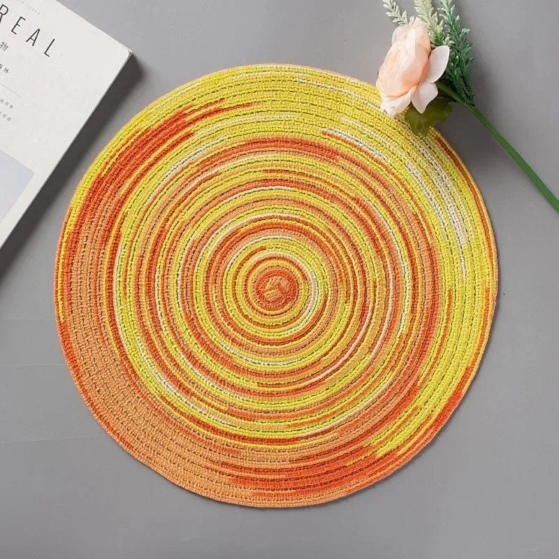 Tapis de Table Rond en Vinyle Tissé Individuel pour Décoration de Table, Lot de 1