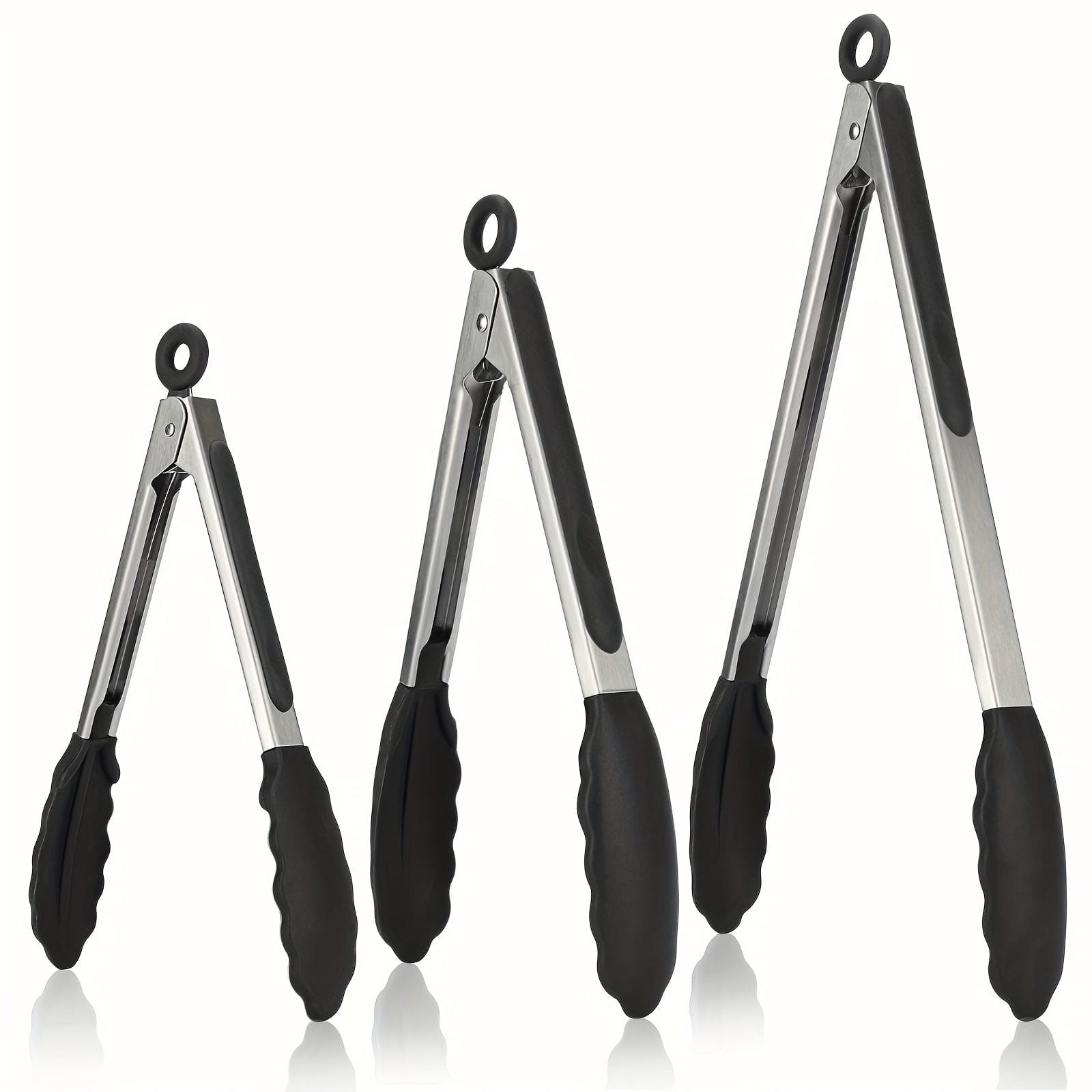 Lot de 3 pinces de cuisine inox à embouts silicone